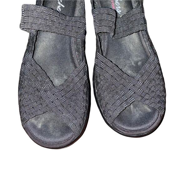 Skechers Walking Platform Slip on Mary Jane Open Toe Shoes Black size 8.5 - Picture 9 of 11